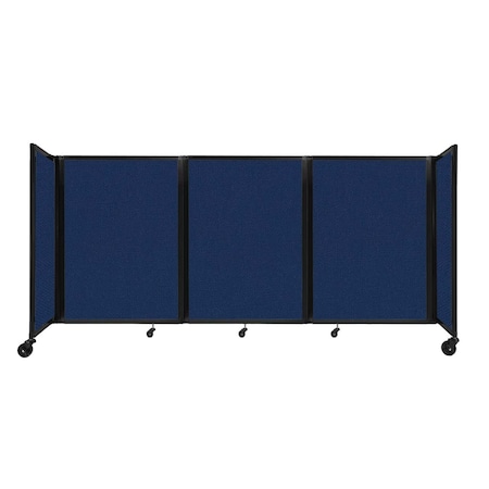 Versare Room Divider 360 Folding Portable Partition 8'6" x 4' Navy Blue Fabric 1148303